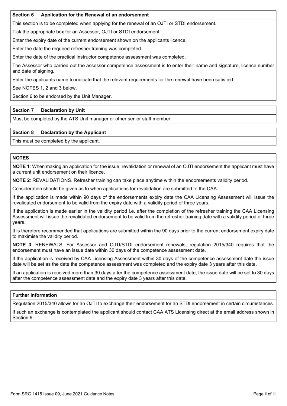 Form SRG1415 Application for the Issue, Revalidation, Renewal of Assessor, Ojti and Stdi Atco Licence Endorsements and Exchange of Ojti for an Stdi Endorsement - United Kingdom, Page 4