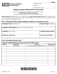 Form DWC048 Request to Get Reimbursed for Travel Costs - Texas