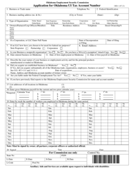Form OES-1 &quot;Application for Oklahoma Ui Tax Account Number&quot; - Oklahoma