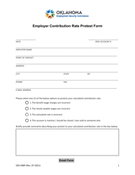 Form OES-048P Employer Contribution Rate Protest Form - Oklahoma