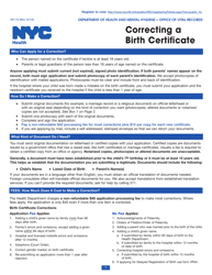 Form VR172 Correcting a Birth Certificate - New York City