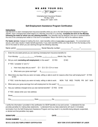 Document preview: Form SE612 Self-employment Assistance Program Certification - New York