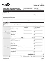 Document preview: Form YG5338 Bingo Financial Report - Yukon, Canada