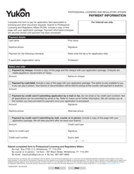 Document preview: Form YG5924 Payment Information - Yukon, Canada