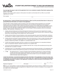 Form YG6002 &quot;Student Declaration/Consent to Disclose Information for Canada Student Loan Applications&quot; - Yukon, Canada