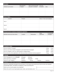 Form YG6382 Yukon Business Nominee Program (Ybnp) Application - Yukon, Canada, Page 2