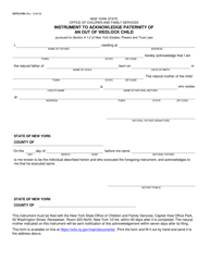 Form OCFS-3780 &quot;Instrument to Acknowledge Paternity of an out of Wedlock Child&quot; - New York