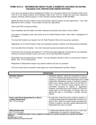 Document preview: Form 10.01-C Information About Filing a Domestic Violence or Dating Violence Civil Protection Order Petition - Ohio