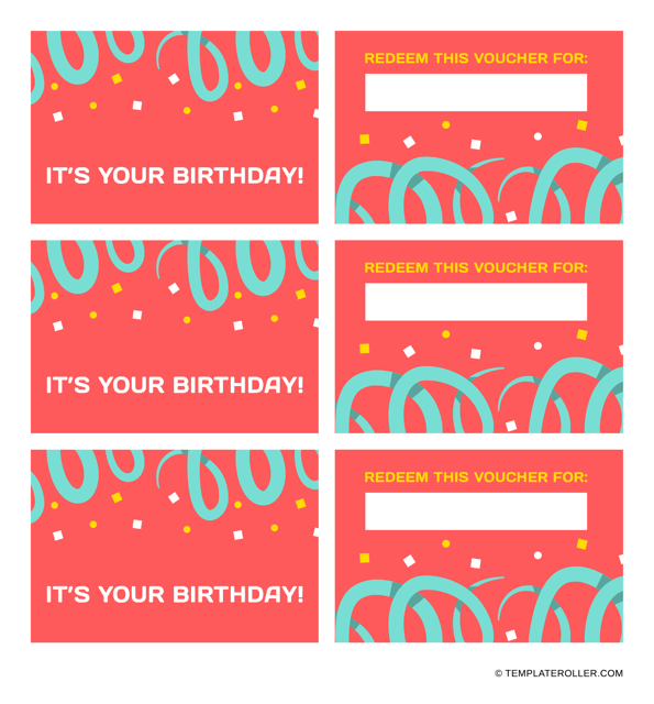 &quot;Birthday Coupon Template&quot; Download Pdf