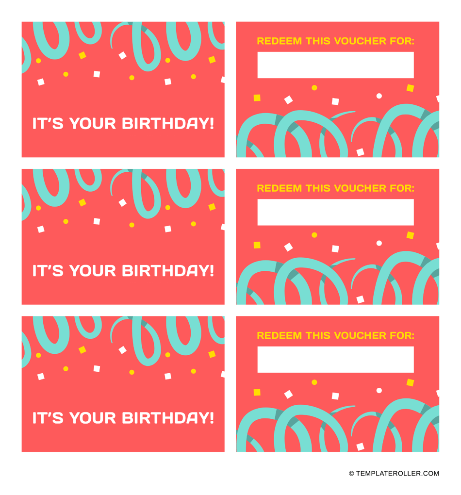 Birthday Coupon Template - Red and Blue, Page 1