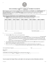 Form 1A011E Non-custodial Parent&#039;s Affidavit of Direct Payments - Texas, Page 2