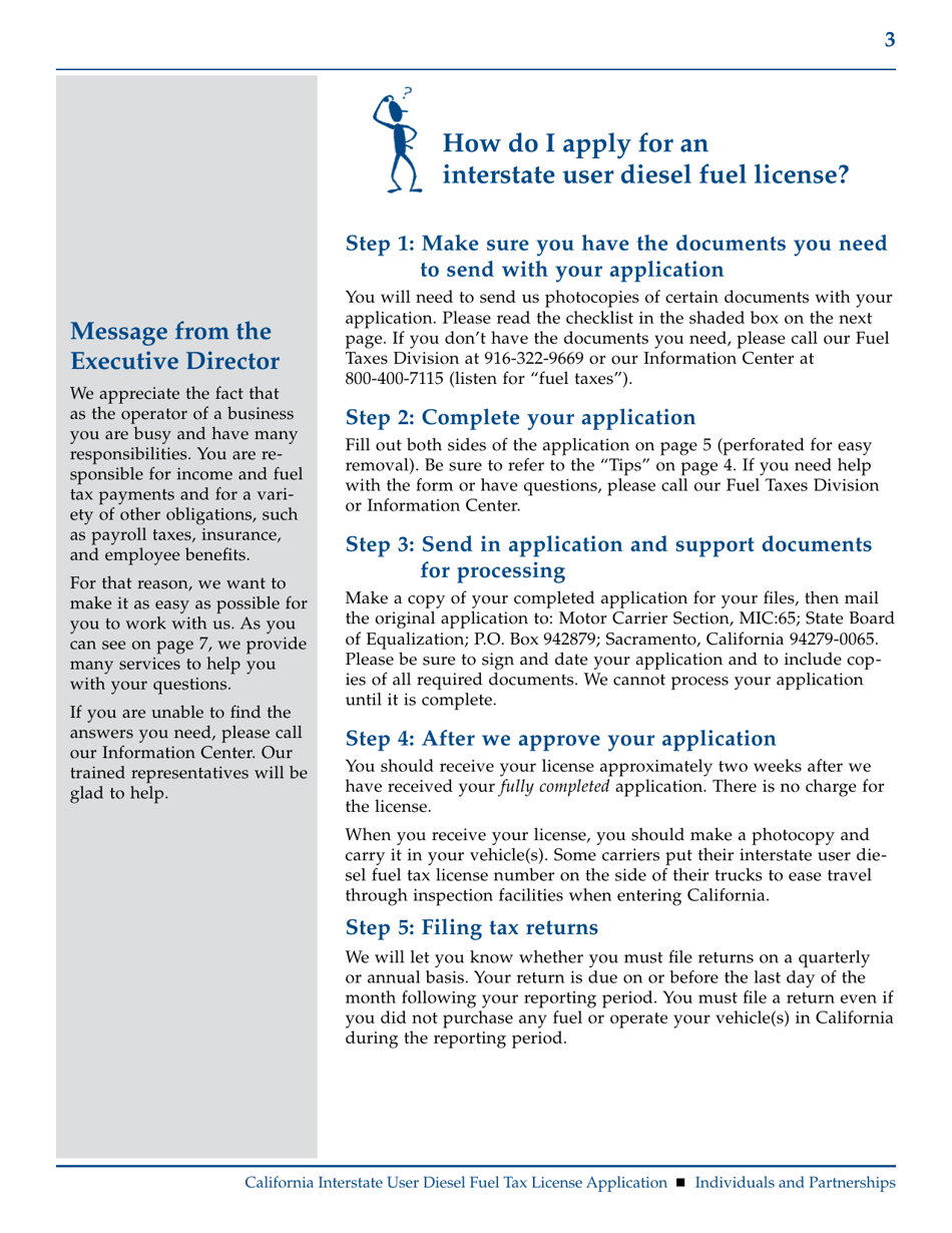 Form BOE-400-DI California Interstate User Diesel Fuel Tax License Application (Individuals / Partnerships) - California, Page 3