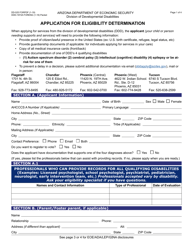 Document preview: Form DD-525 FORPDF Application for Eligibility Determination - Arizona