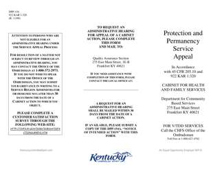 Document preview: Form DPP-154 Protection and Permanency Service Appeal - Kentucky