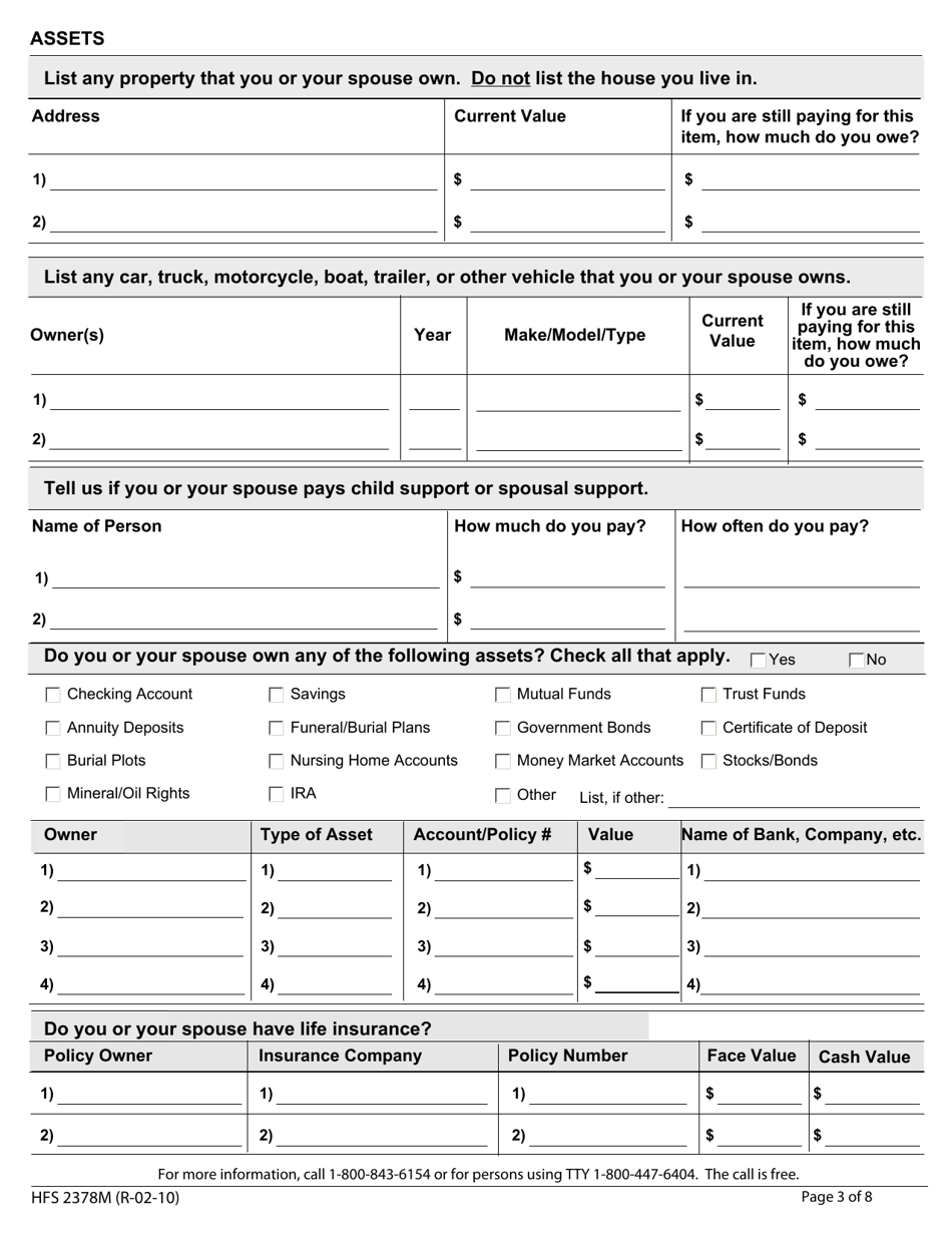 Form HFS2378M - Fill Out, Sign Online And Download Fillable PDF ...