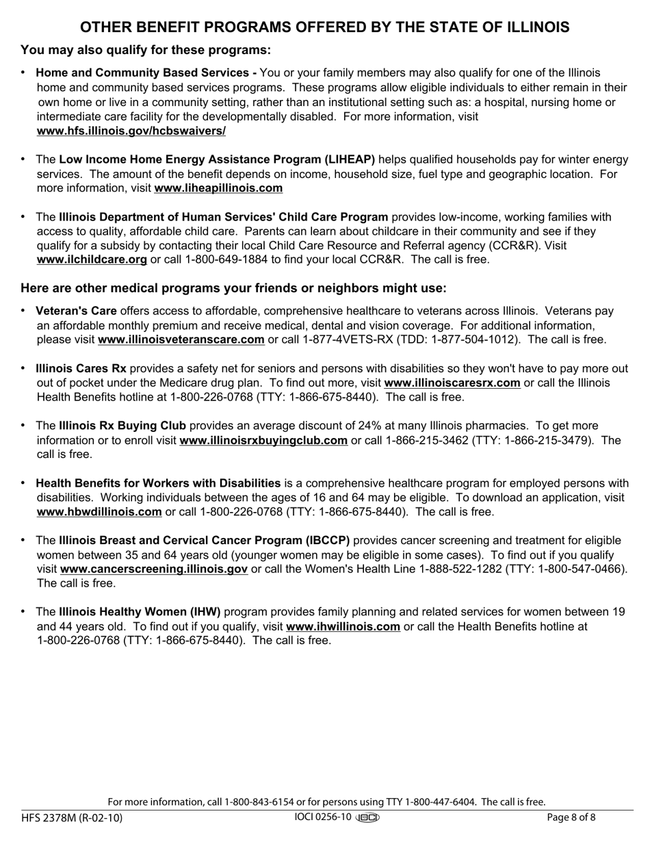 Form HFS2378M Mail-In Application for Payment of Medicare Premiums, Deductibles and Coinsurance - Illinois, Page 8