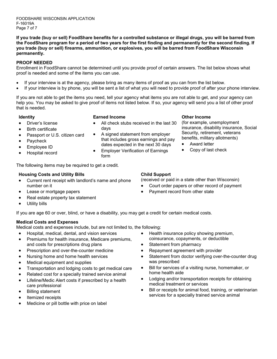 Form F-16019A Foodshare Wisconsin Registration - Wisconsin, Page 7
