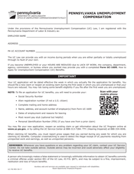 Document preview: Form UC-700 Pennsylvania Unemployment Compensation - Pennsylvania