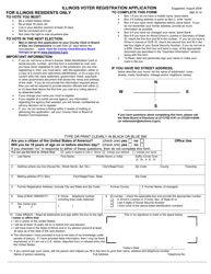 Form SBE R-19 &quot;Illinois Voter Registration Application&quot; - Illinois