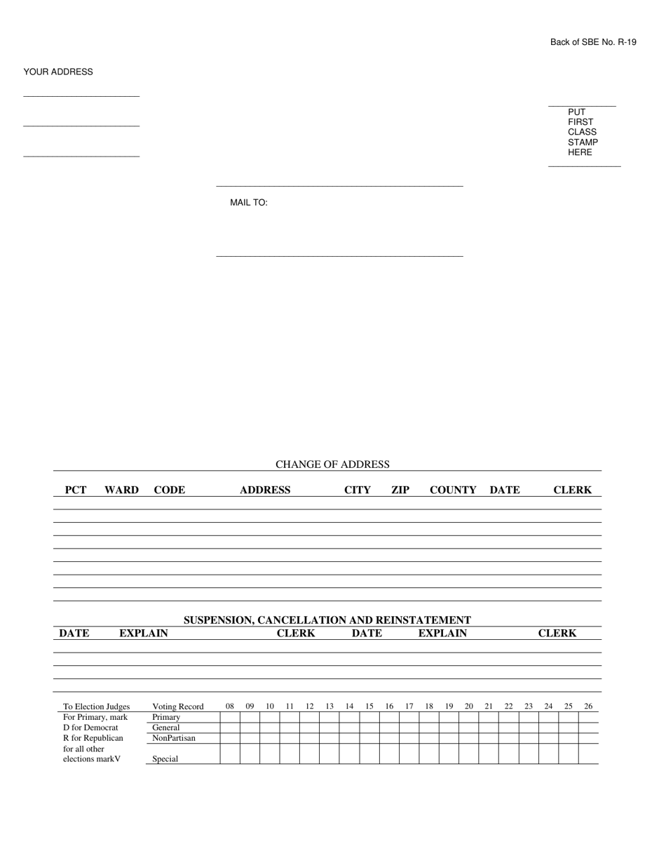 Form SBE R-19 Illinois Voter Registration Application - Illinois, Page 2