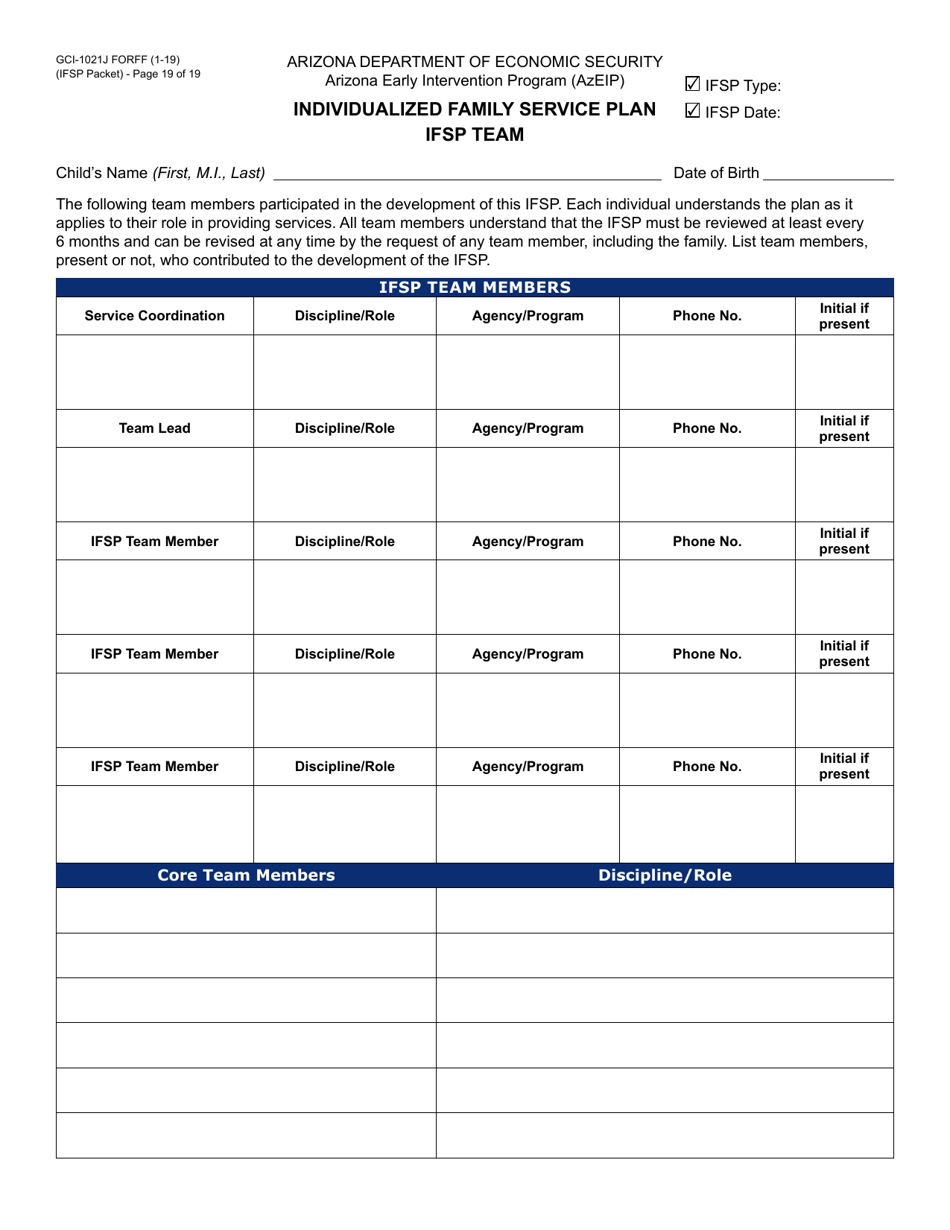 Form GCI-1021A Individualized Family Service Plan - Packet - Arizona, Page 19