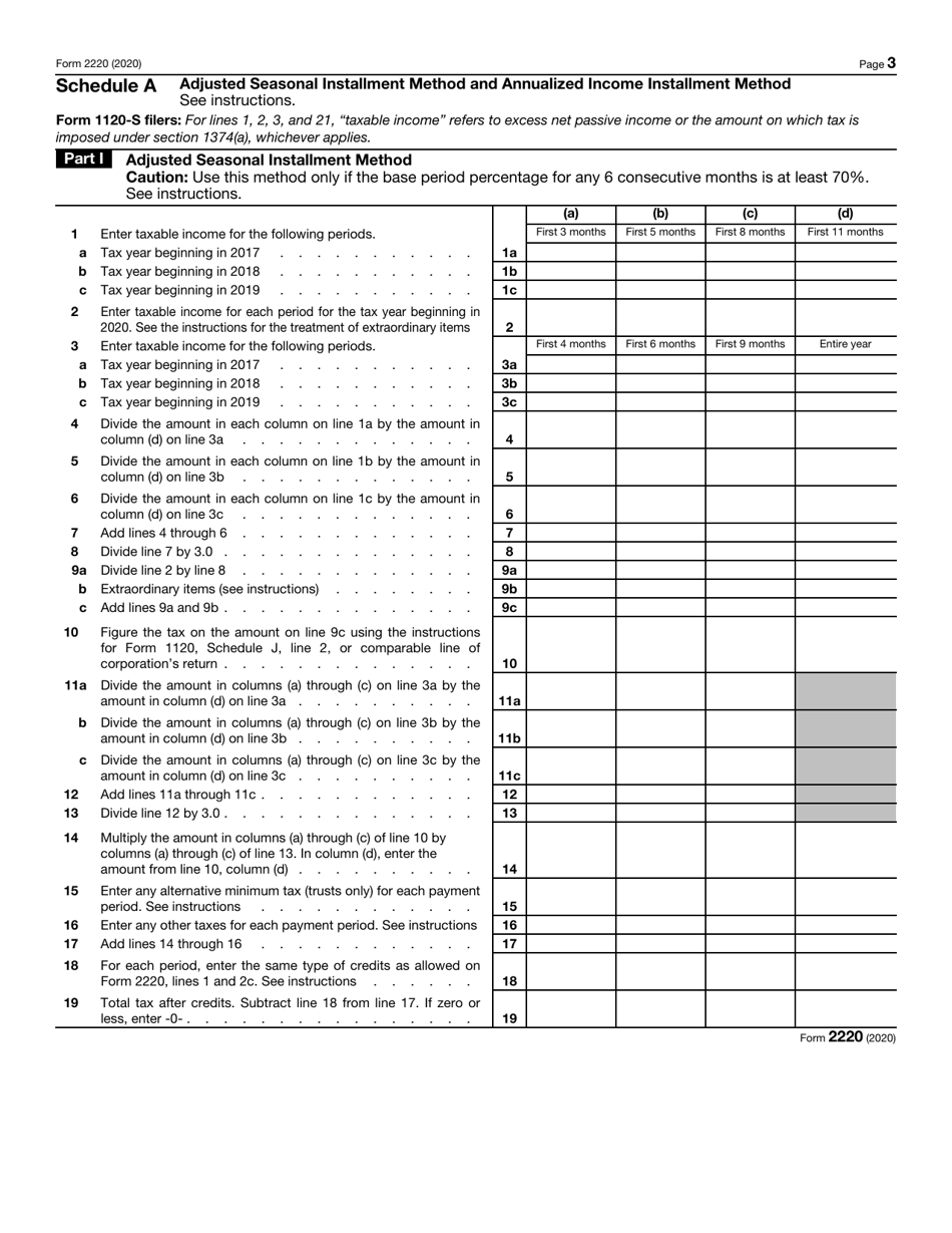 IRS Form 2220 Download Fillable PDF or Fill Online Underpayment of ...