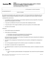 Form 1 Waiver of 60% Joint Pension Entitlement Under a Pension Plan Due to Terminal Illness or Disability - Manitoba, Canada, Page 2