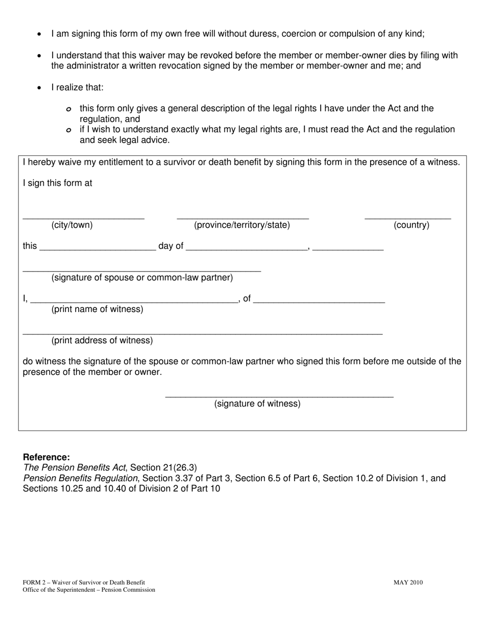 Form 2 - Fill Out, Sign Online and Download Printable PDF, Manitoba ...