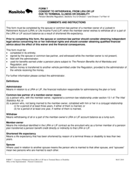 Form 7 &quot;Consent to Withdrawal From Lira or Lif Due to Terminal Illness or Disability&quot; - Manitoba, Canada