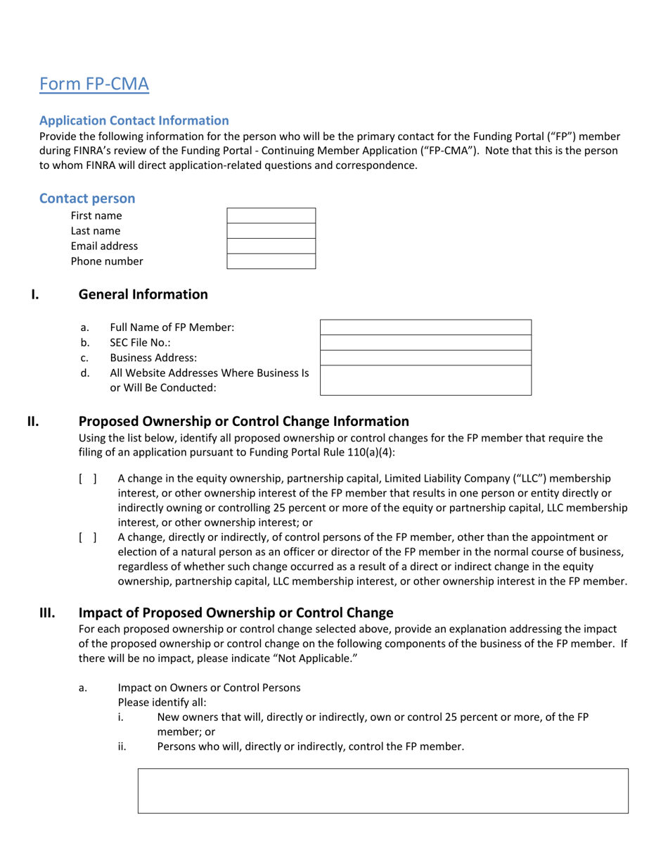 Form FP-CMA Continuing Member Application, Page 1