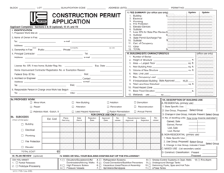 UCC Form F100-1 Construction Permit Application - New Jersey