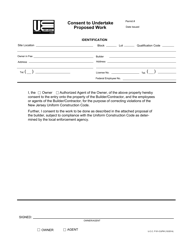 UCC Form F101-CUPW &quot;Consent to Undertake Proposed Work&quot; - New Jersey
