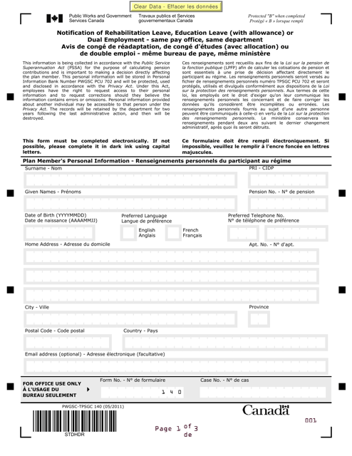 Form PWGSC-TPSGC140  Printable Pdf