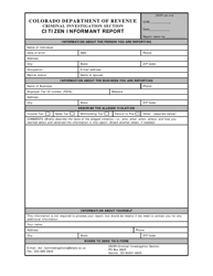 Colorado Citizen Informant Report - Fill Out, Sign Online and Download ...