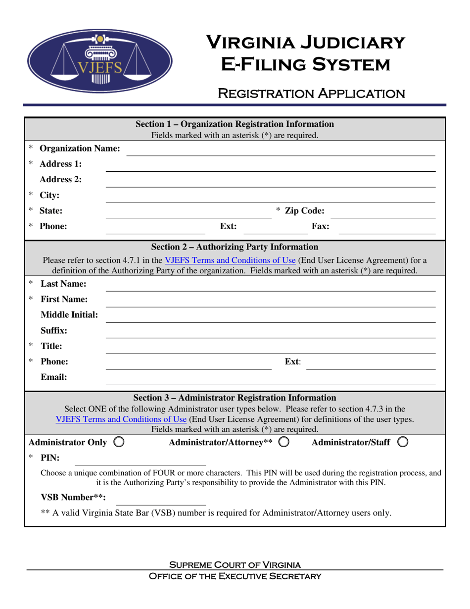 Registration Application - Virginia, Page 1