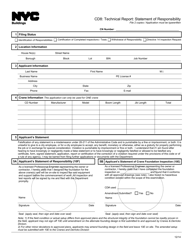 Form CD8 &quot;Technical Report: Statement of Responsibility&quot; - New York City
