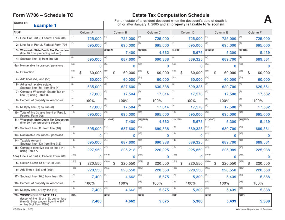 Instructions for Form W706 Schedule TC, TC(A), TC(B) - Wisconsin, Page 7