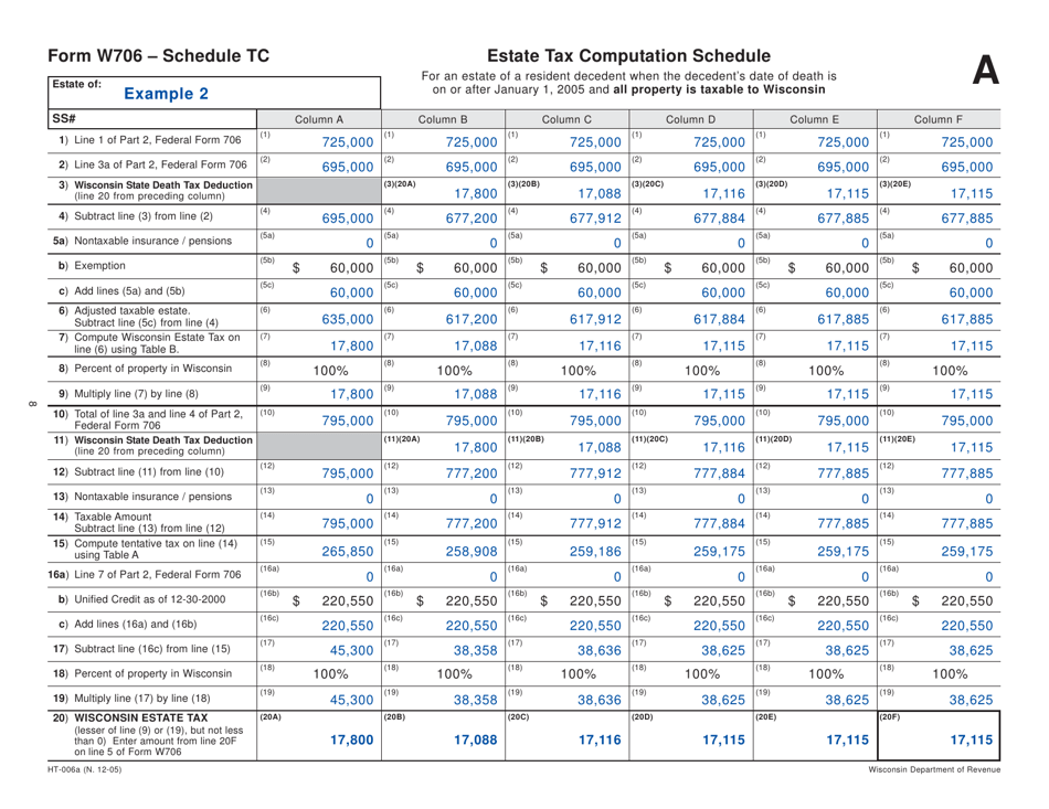 Instructions for Form W706 Schedule TC, TC(A), TC(B) - Wisconsin, Page 8