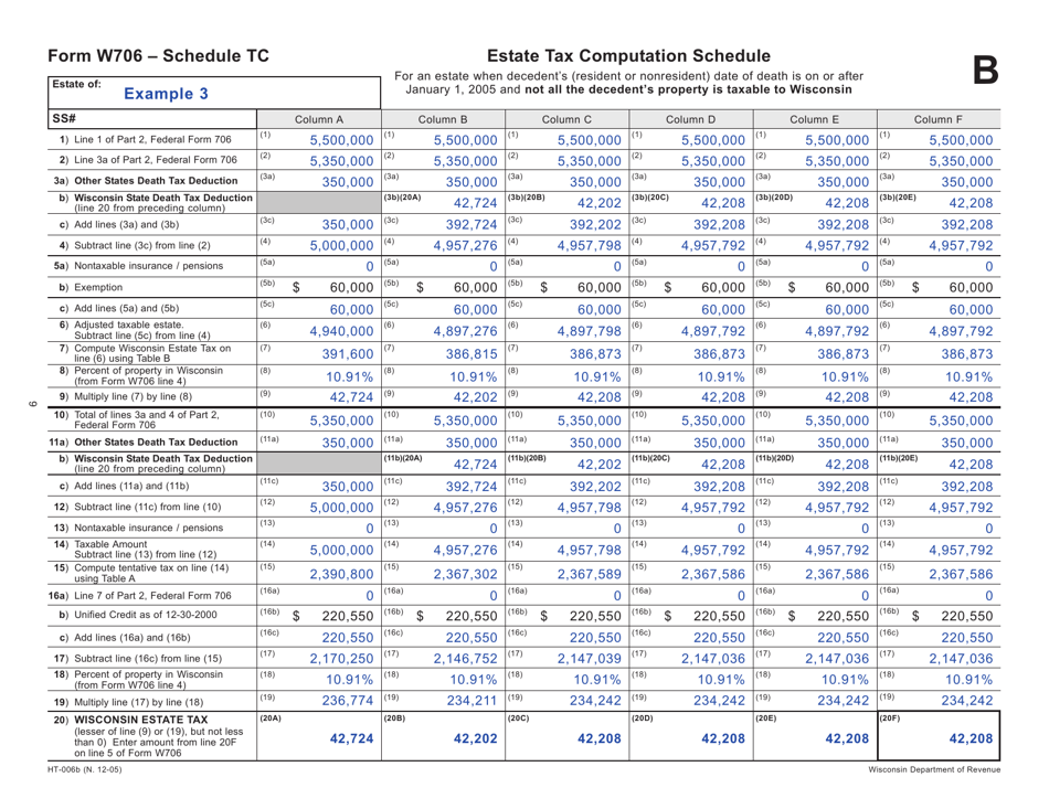 Instructions for Form W706 Schedule TC, TC(A), TC(B) - Wisconsin, Page 9