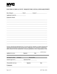 Form LIC37 Electrical Firm Account - Request for Cancellation/Adjustment - New York City, Page 2