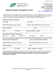 Discrimination Complaint Form - Colorado
