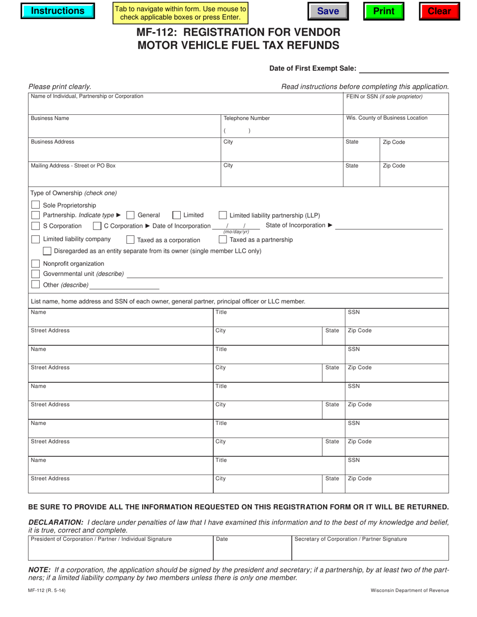 Form Mf-112 - Fill Out, Sign Online And Download Fillable Pdf 