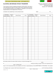 Form AT-900 Alcohol Beverage Stock Transfer - Wisconsin