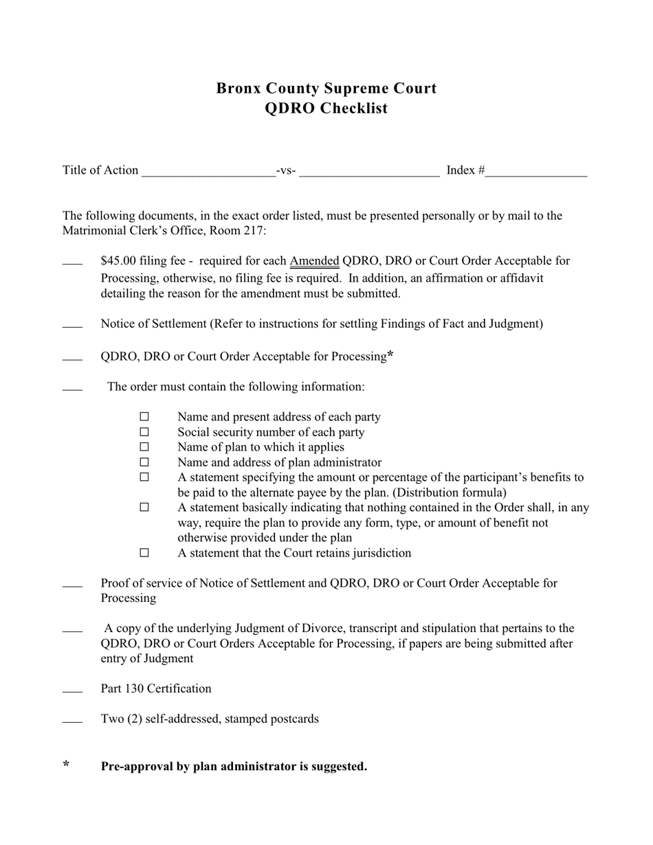 Qdro Checklist - New York, Page 1