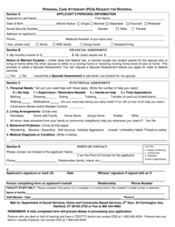 Form W-982 Personal Care Attendant (Pca) Request for Referral - Connecticut, Page 2