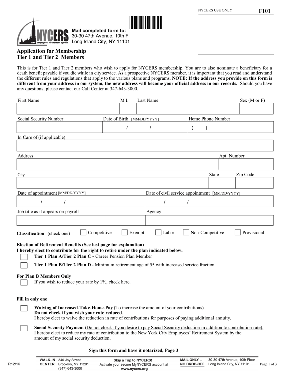 Form F101 - Fill Out, Sign Online and Download Printable PDF, New York ...