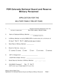 Document preview: Application for the Military Family Relief Fund - Colorado