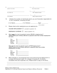 Application for the Military Family Relief Fund - Colorado, Page 2