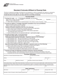 Form DR5002 Standard Colorado Affidavit of Exempt Sale - Colorado, Page 3