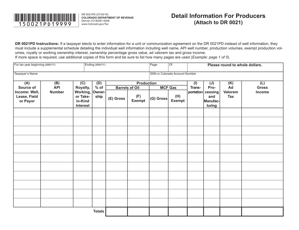 Form DR0021PD Oil  Gas Severance Tax Schedule - Colorado, Page 2